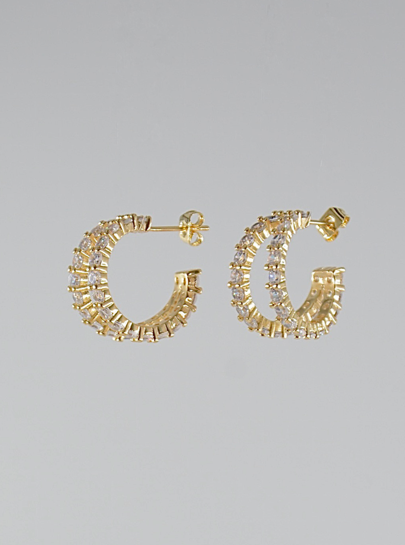 Double Trouble Hoop Øredobb Gull med diamanter