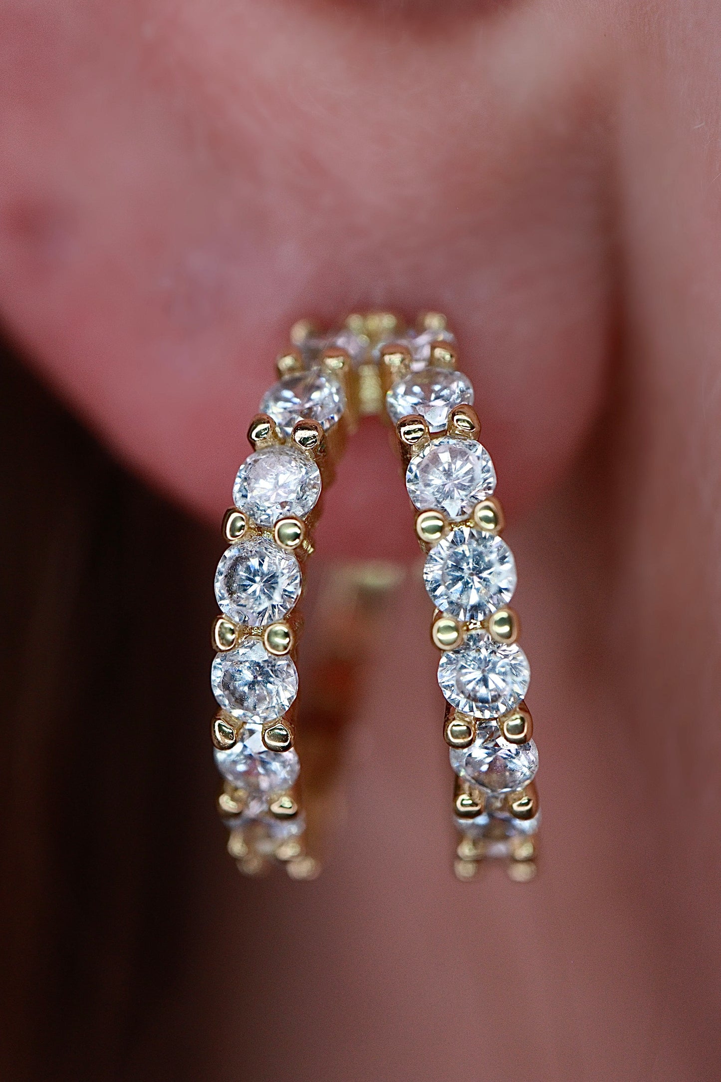 Double Trouble Hoop Øredobb Gull med diamanter