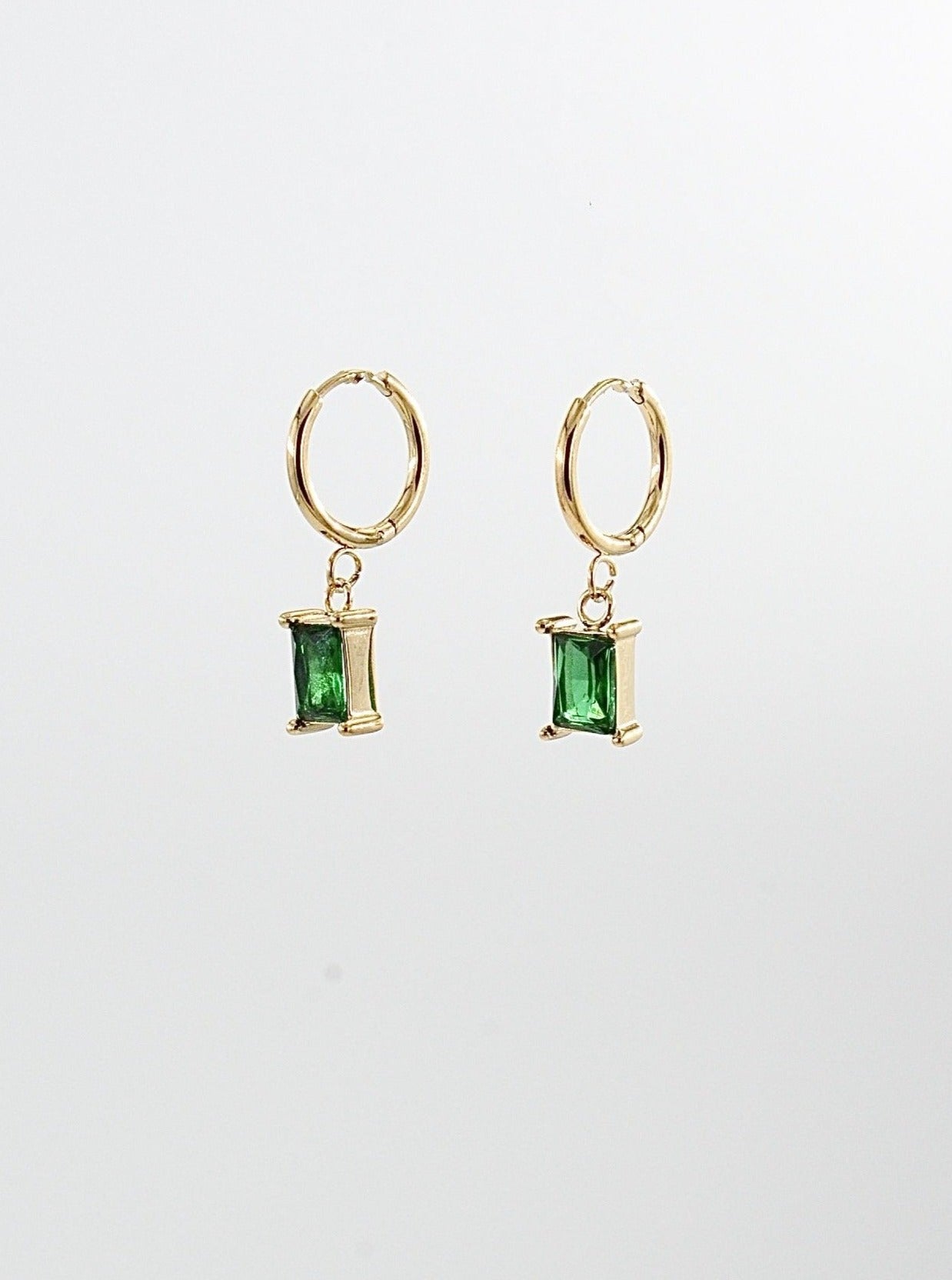 Party Hoop Diamant Øredobb Gull Grønn