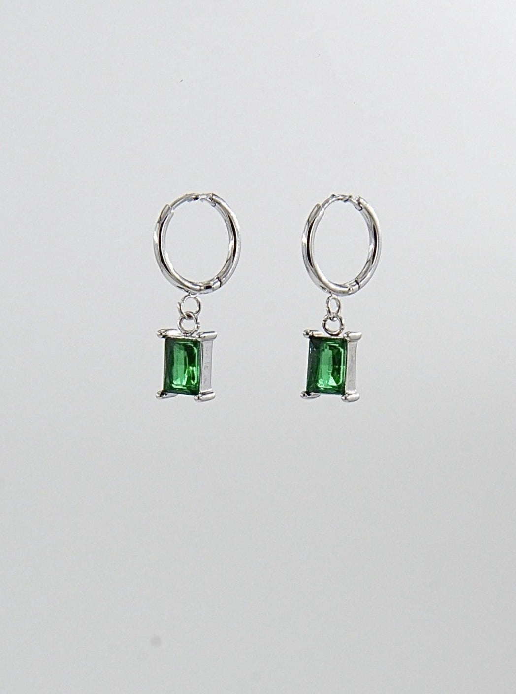 Party Hoop Diamant Øredobb Sølv Grønn