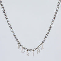 Skreddersy ditt Ball Chain Initial smykke sølv Halskjede med diamant bokstaver