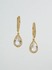 Diamond Drop Hoops Gull Diamant Statment Øredobb